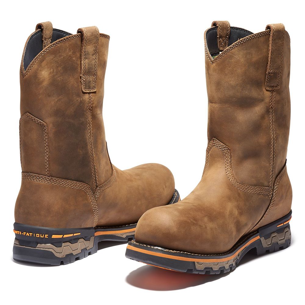 Timberland Μποτακια Εργασίας Ανδρικα Καφε - Pro® Ag Boss Alloy Toe Pull-On - Greece 7092134-XL